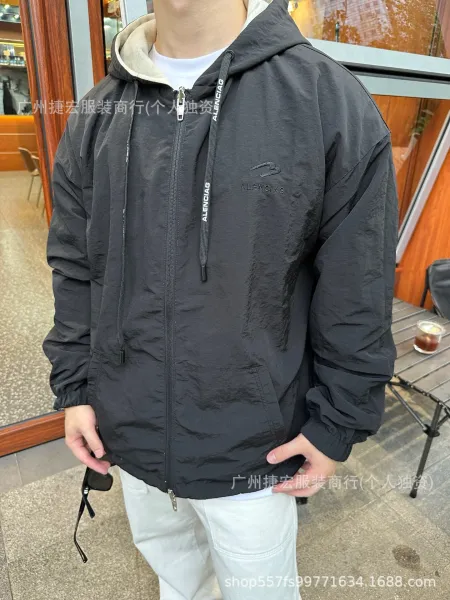 Alenciag Zip-Up Hoodie Jacket in Beige and Black - 8