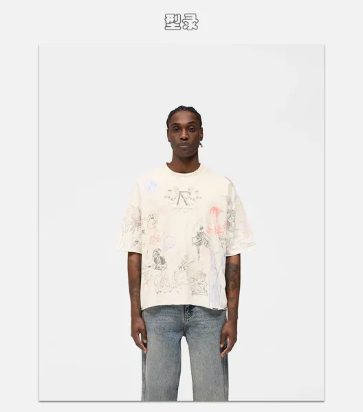 Raf Simons x Archive Print Beige Oversized T-Shirt - 17