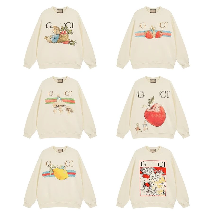 Premium 25SS New Peter Rabbit Print Crew Neck Sweatshirt for Men, Versatile Streetwear