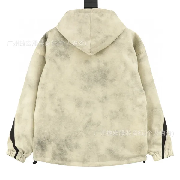 Alenciag Zip-Up Hoodie Jacket in Beige and Black - 7