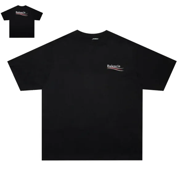Balenciaga Logo Splatter Print White T-Shirt - 34