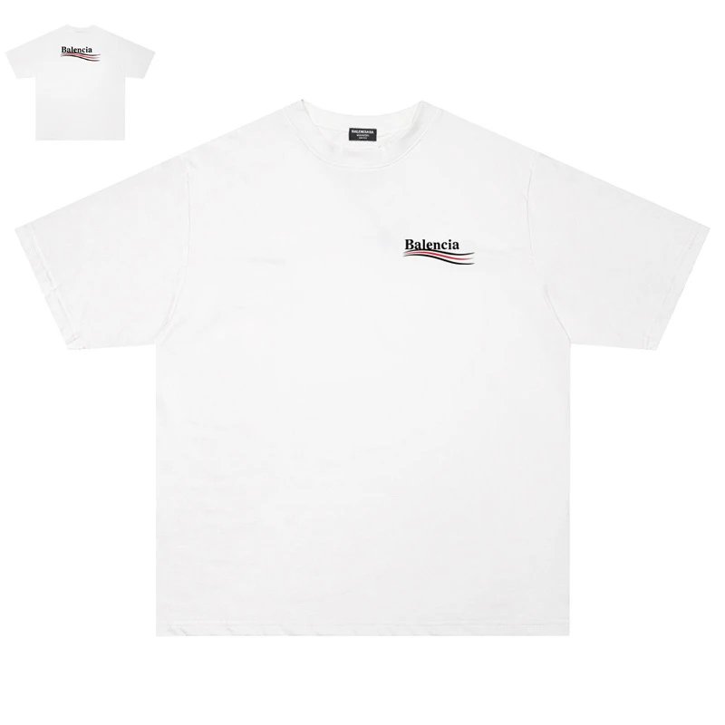 Balenciaga Logo Splatter Print White T-Shirt - 32