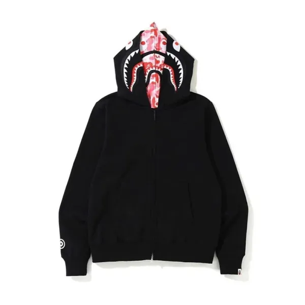 A Bathing Ape Shark Hoodie Black Camo Hoodie - 14