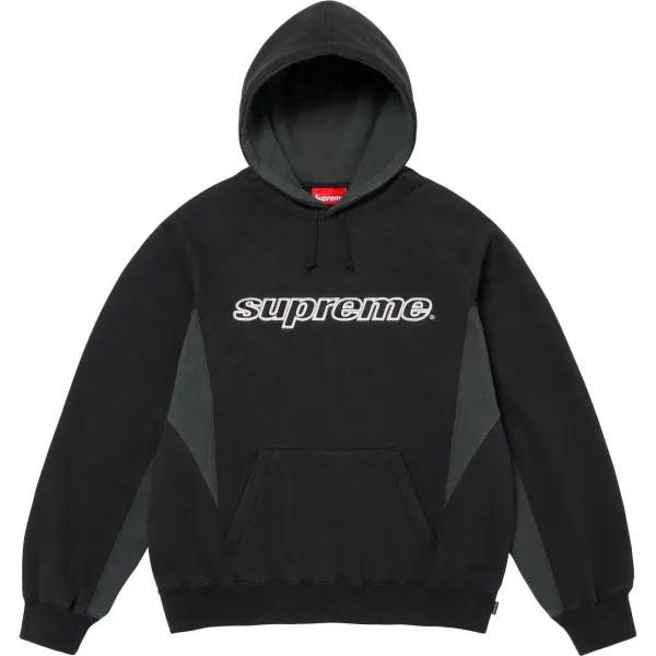 Supreme Embroidered Logo Hoodie Black - 1