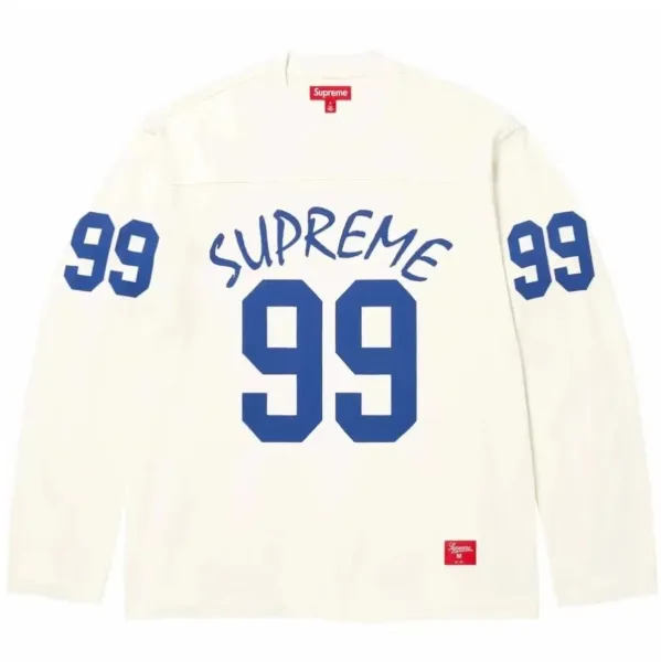 Supreme Jersey Long-Sleeve Shirt White/Blue - 1