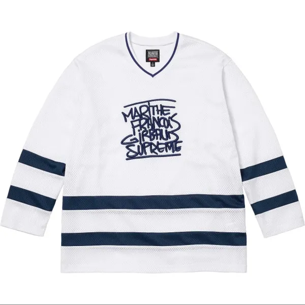 Supreme x Marine Serre x Girbaud Mesh Hockey Jersey White/Navy - 1