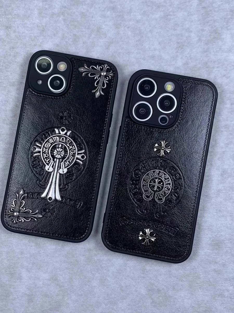 Chrome Hearts Cross Embossed Leather Phone Case Black - 7
