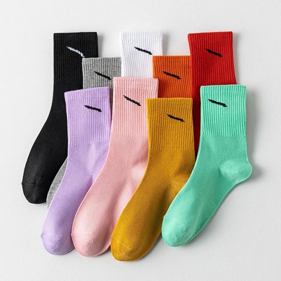 SHEIN popular women's mid length socks, diagonal socks, autumn and winter socks, sports socks, candy colored high top socks, long socks