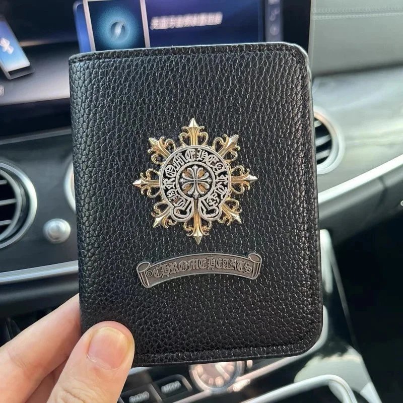 Chrome Hearts Wallets & Card Holders Black Leather Holder with Metal Cross Motifs image 2