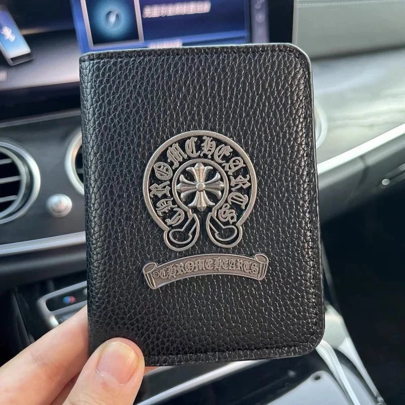 Chrome Hearts Wallets & Card Holders Black Leather Holder with Metal Cross Motifs image 3