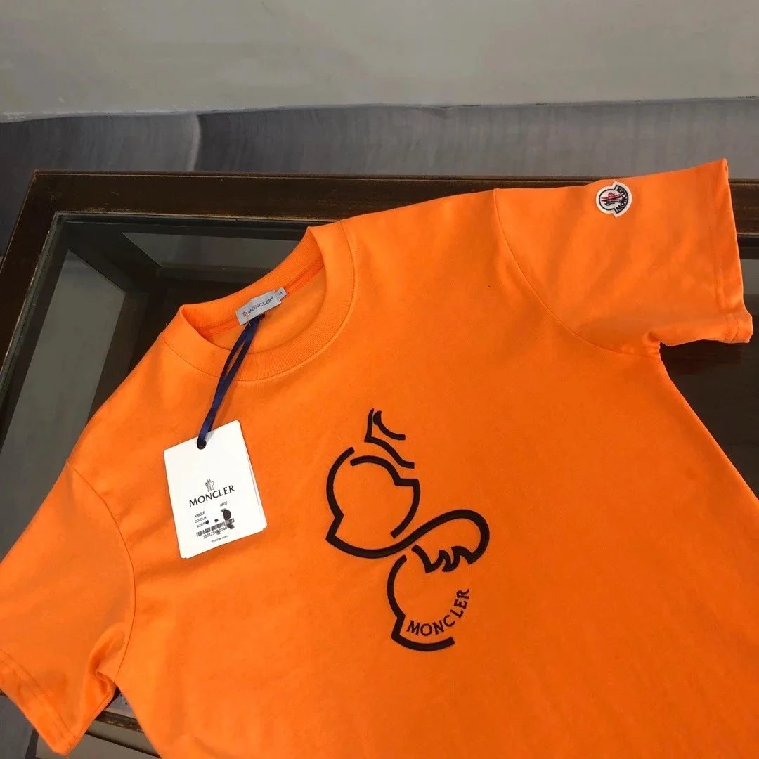 Moncler Logo Print Orange T-Shirt - 7