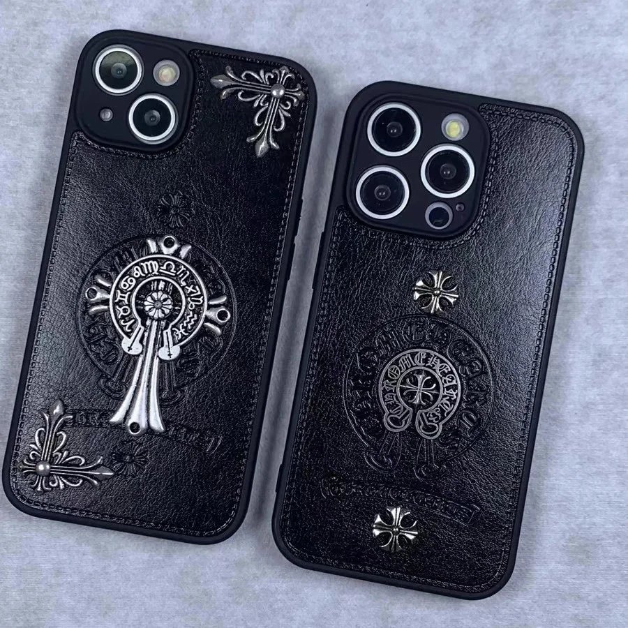 Chrome Hearts Cross Embossed Leather Phone Case Black - 3