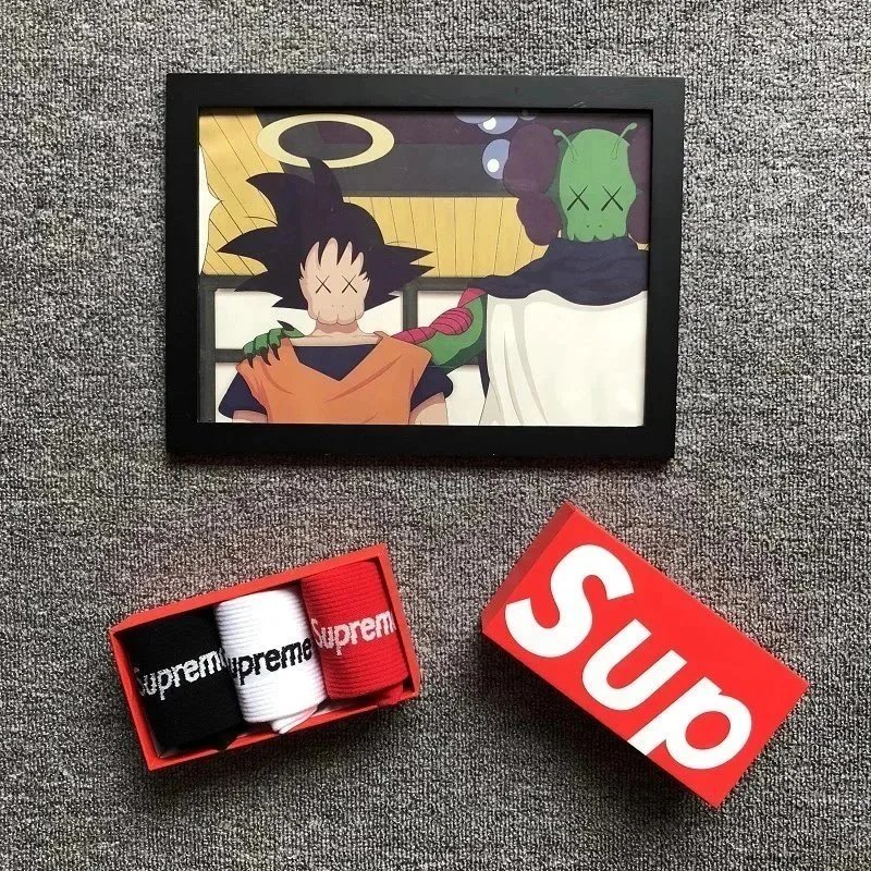Supreme Box Logo Socks Set - White, Black, Red - 3