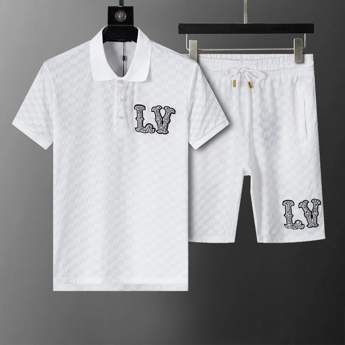 Louis Vuitton Matching Sets Short-Sleeve T-Shirt and Shorts Set — 6554 White Set-LV
