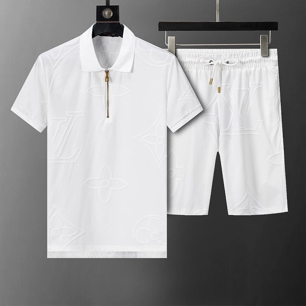 Louis Vuitton Matching Sets Short-Sleeve T-Shirt and Shorts Set — 6586 White Set-LV