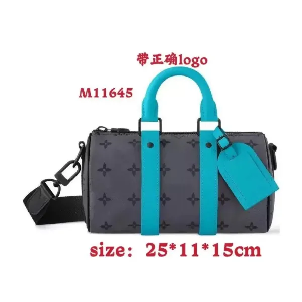 Louis Vuitton Monogram Eclipse Keepall Bandoulière 25 Turquoise Handbag Duffle Bag - 1