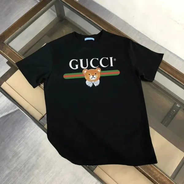 Gucci Bear Logo Print Black T-Shirt - 1