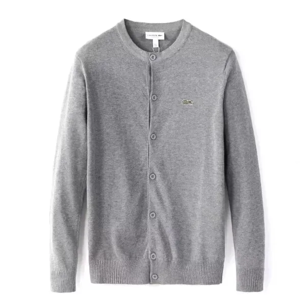 Lacoste Classic Knit Cardigan Gray Sweater - 1