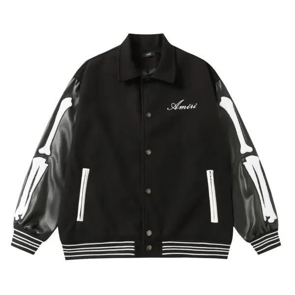 Amiri Skeleton Varsity Jacket Black - 1