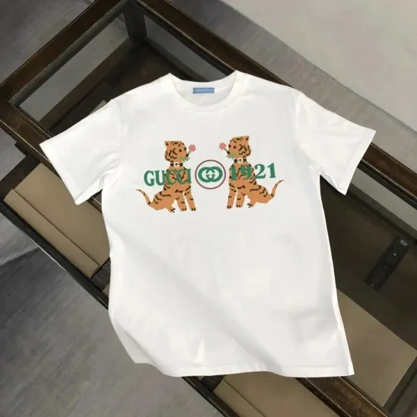 Gucci Tiger Print Logo T-Shirt White - 1