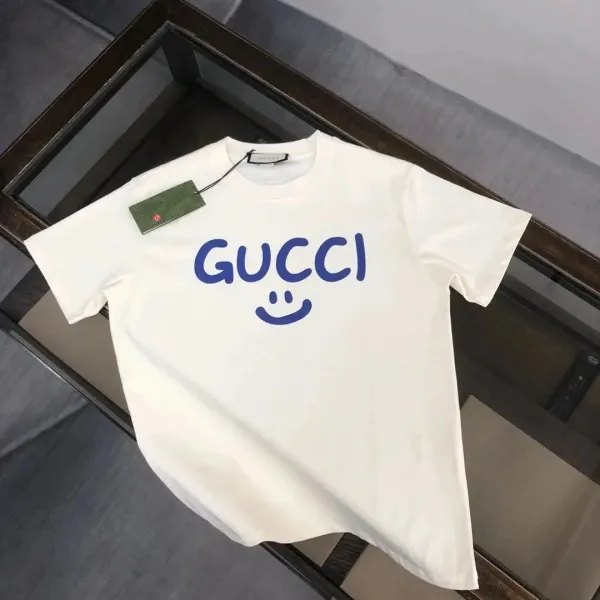 Gucci Smiley Logo Print White T-Shirt - 1
