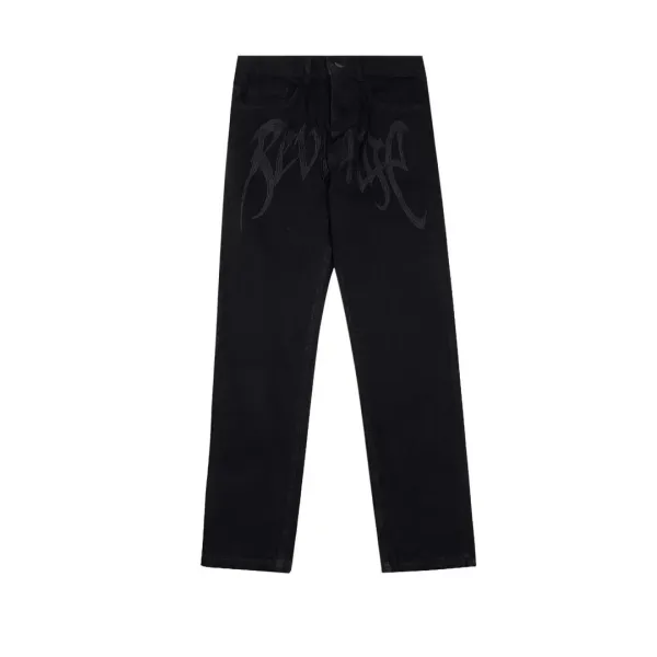 Revenge X Storm Black Embroidered Logo Jeans - 1