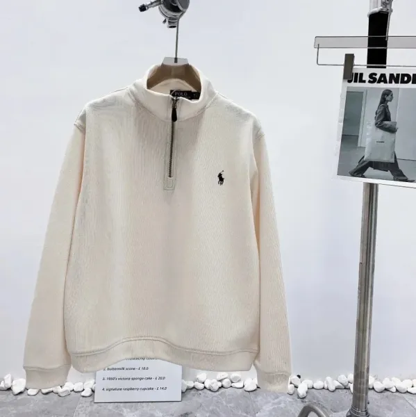 Ralph Lauren Polo Half-Zip Ribbed Sweater Beige - 1