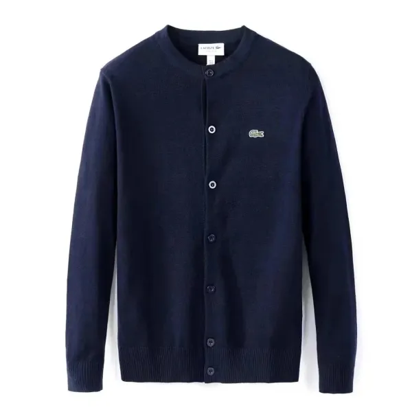 Lacoste Classic Ribbed Knit Cardigan Navy - 1