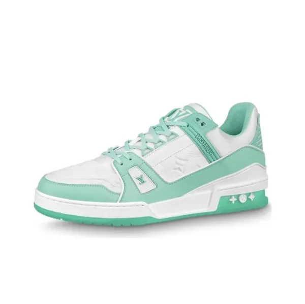 Louis Vuitton Trainer Low Mint Green and White Sneakers - 1