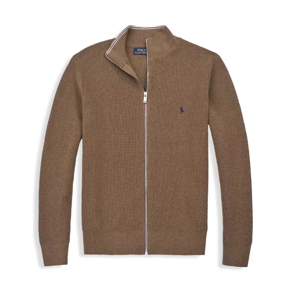 Polo Ralph Lauren Ribbed Zip-Neck Sweater Brown - 1