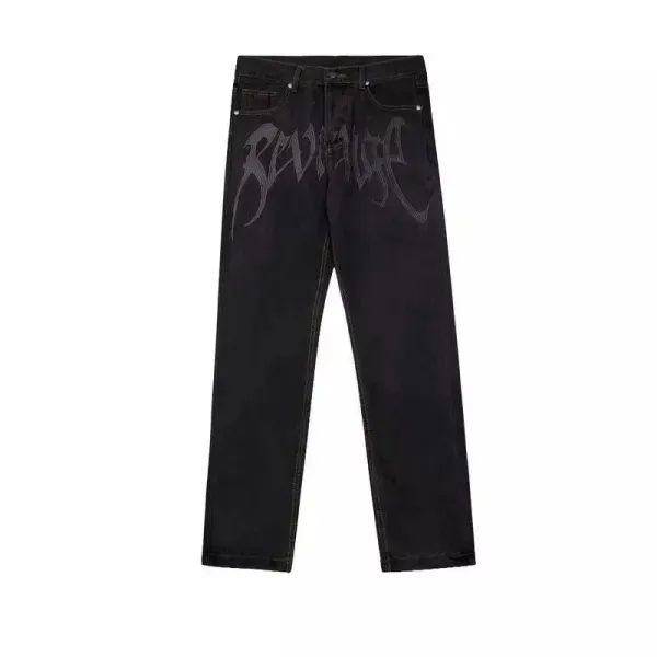 Revenge X Storm Black Gothic Script Jeans - 1
