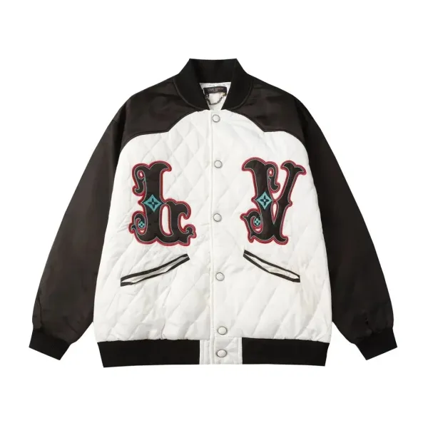 Louis Vuitton Monogram Quilted Baseball Jacket White and Black - 1