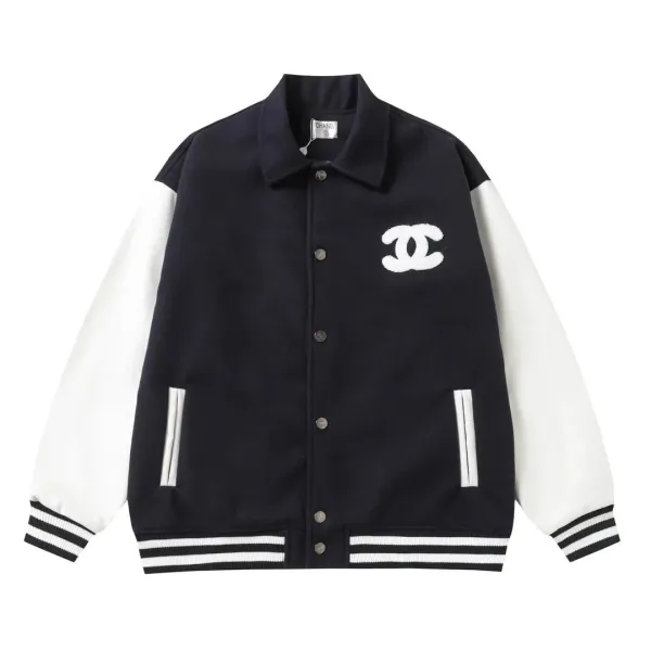 Chanel Varsity Jacket Navy and White Outerwear - 1