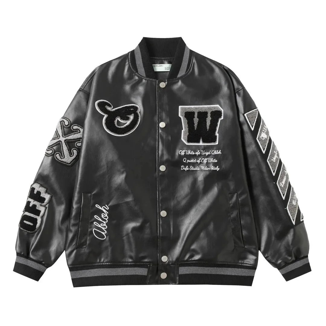 Off-White x Dufa Studio Varsity Leather Jacket Black - 1