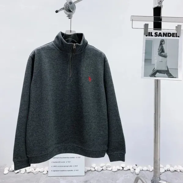 Polo Ralph Lauren Half-Zip Fleece Sweatshirt Charcoal Gray Hoodie - 1