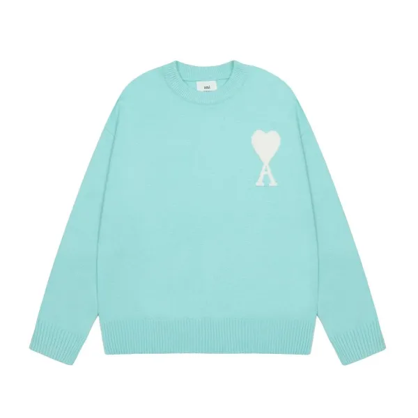 Ami Paris Heart Logo Sweater Mint Green - 1