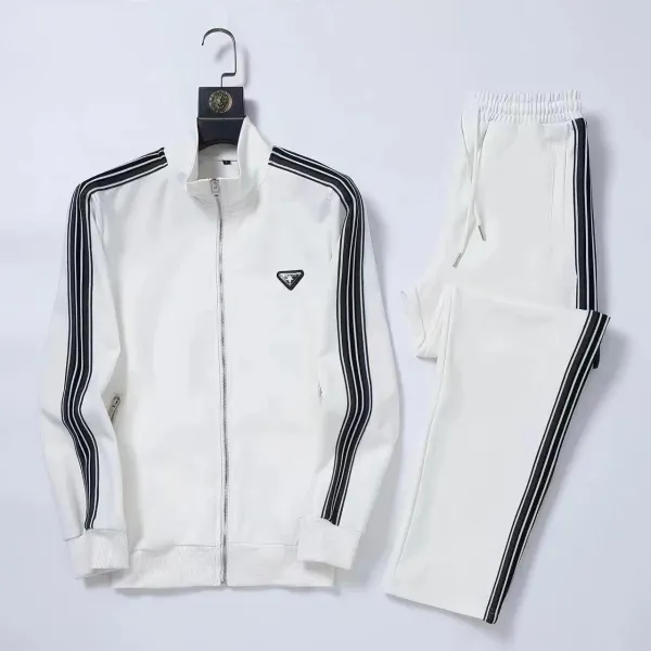 Prada Re-Nylon Tracksuit White with Black Stripe - 5