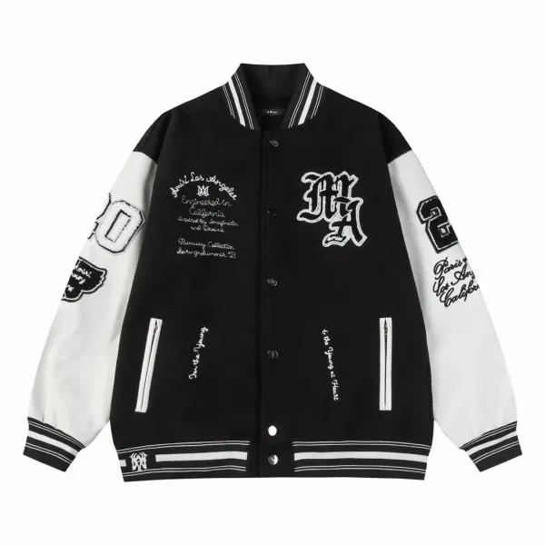 Amiri LA Varsity Jacket Black and White Outerwear - 1