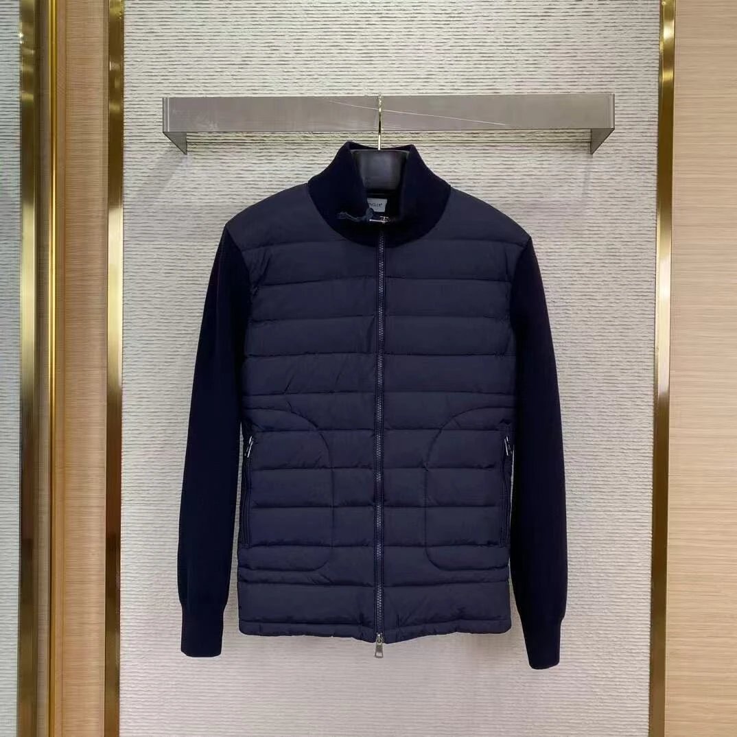 Navy blue standing collar