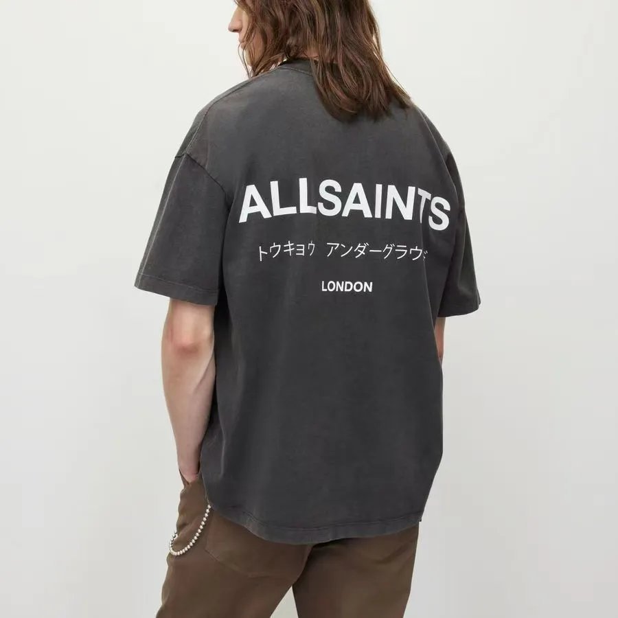 AllSaints T-shirt Tokyo Underground Logo Washed Black
