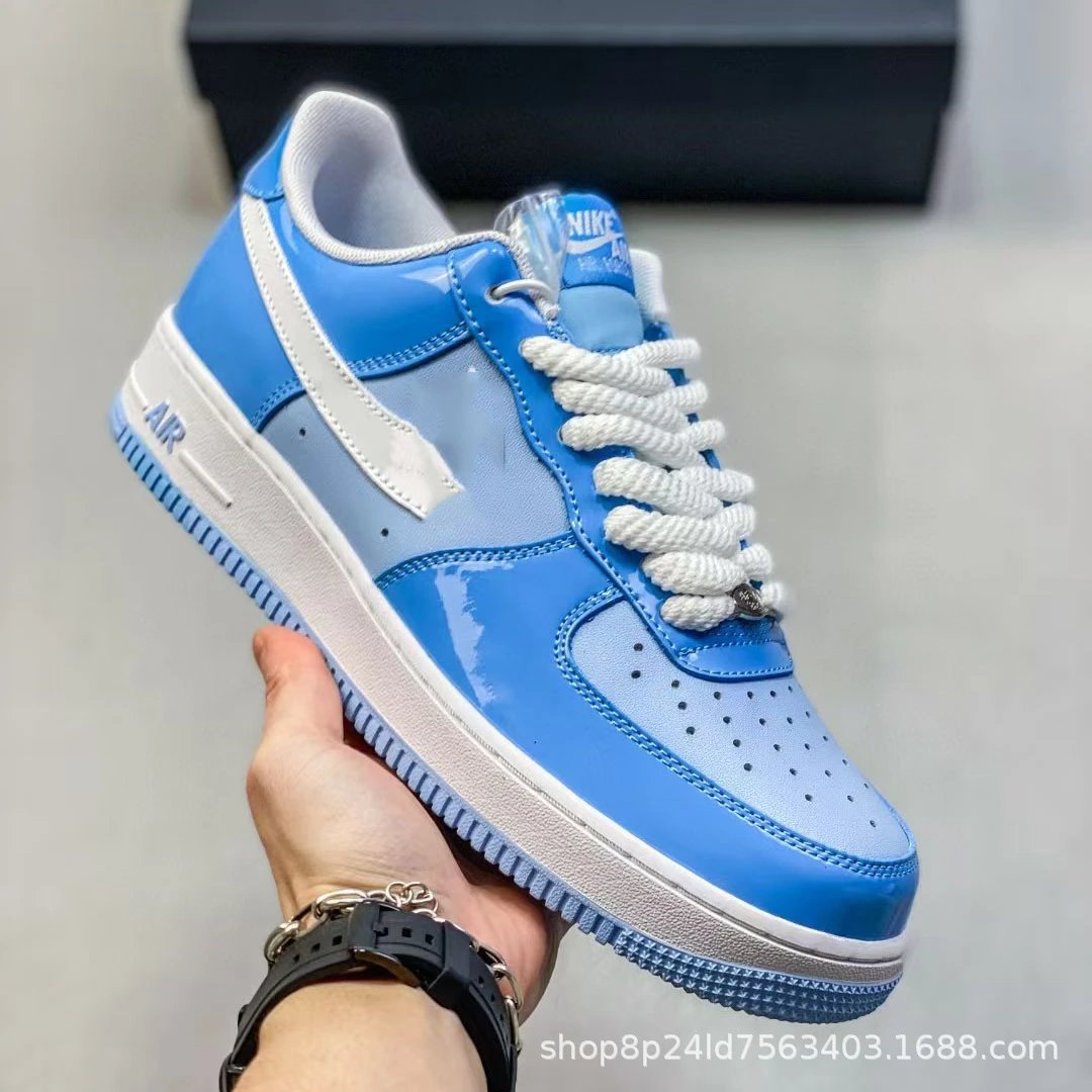 Air Force 1 Patent Leather Shiny Flat Sneakers, Versatile Casual Soft Cushioned Unisex Shoes