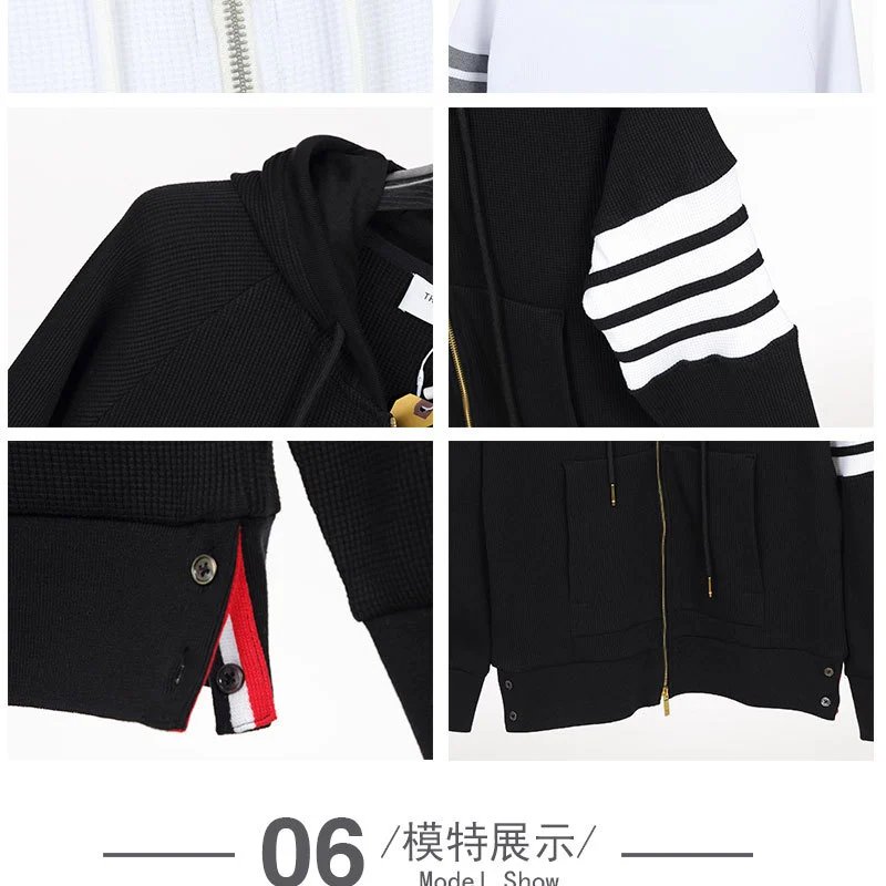 Thom Browne 4-Bar Stripe Ribbed Hoodie Gray - 14