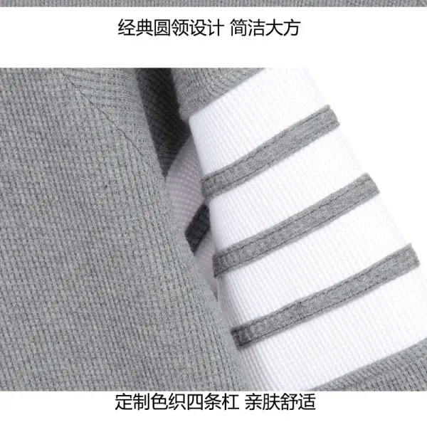 Thom Browne 4-Bar Stripe Waffle Knit Sweatshirt Navy - 10