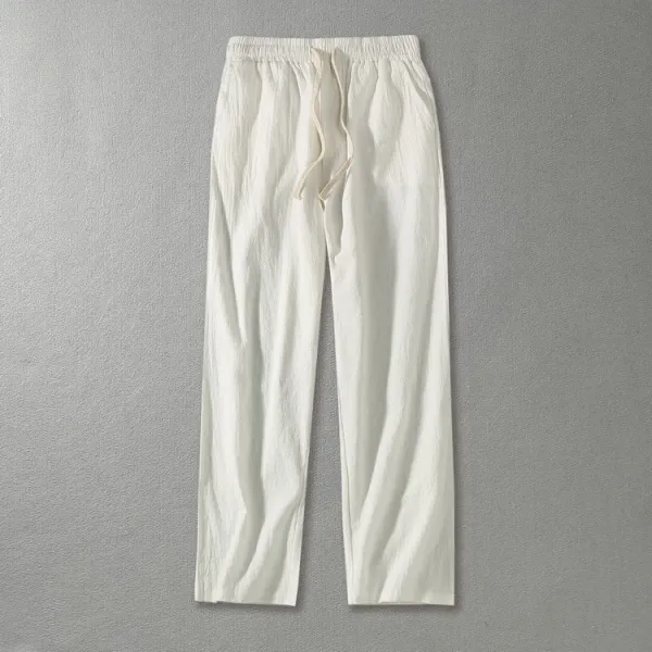Design Linen Blend Drawstring Pants Gray - 3