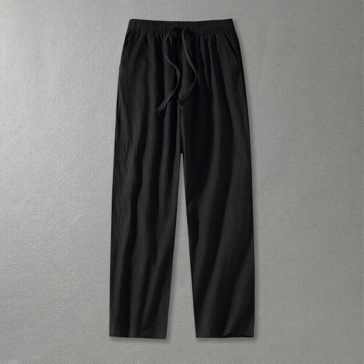 Design Drawstring Waist Loose Fit Black Pants