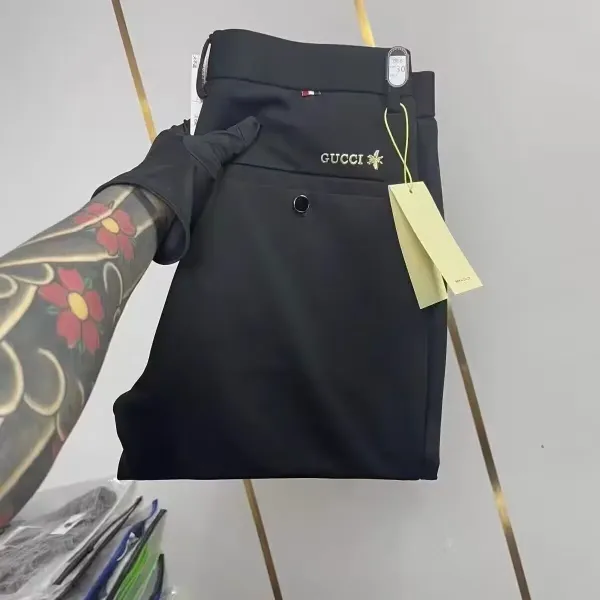 Gucci Logo-Embroidered Tailored Trousers Black Pants Dress Pants - 4