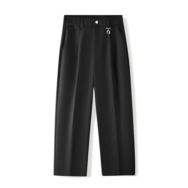 MOOUCHIU Wide-Leg Pleated Casual Pants Gray - 2