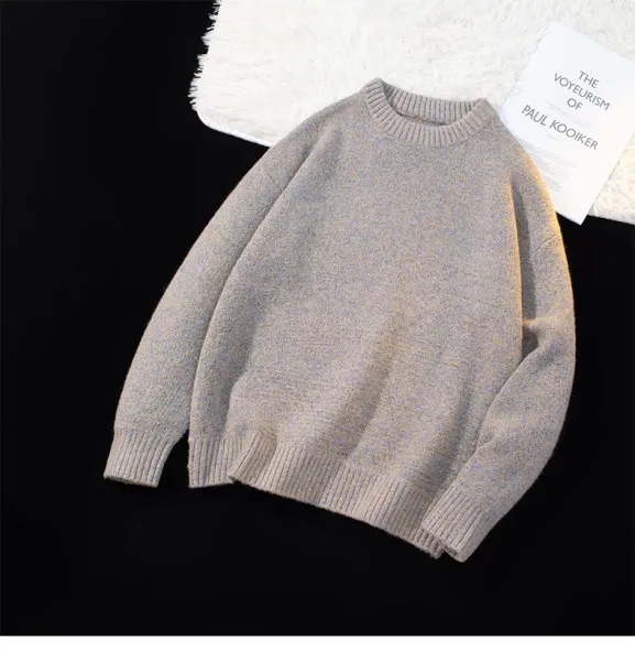 Design Crewneck Knit Sweater Charcoal Gray Sweater - 11