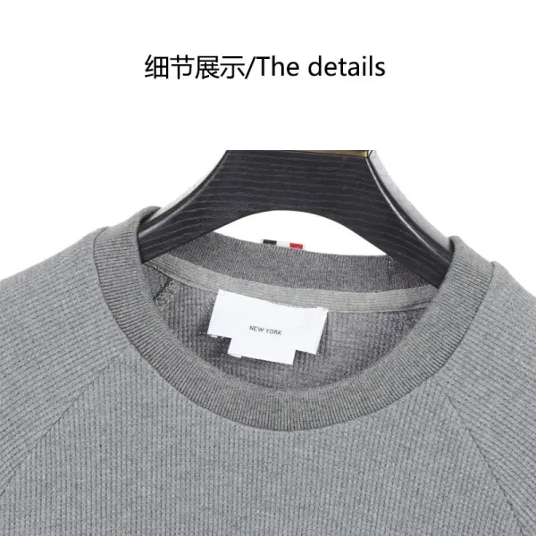 Thom Browne 4-Bar Stripe Waffle Knit Sweatshirt Navy - 9