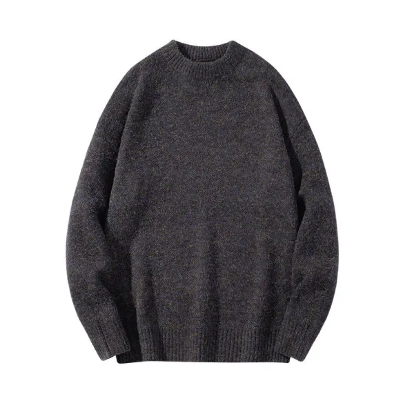 Design Crewneck Knit Sweater Charcoal Gray Sweater - 9